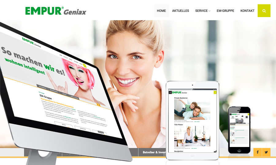 vivia: Corporate Design, Branding, responsiver Internetauftritt für EMPUR Geniax